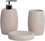 Beige Resin Bathroom Accessory Set – 3 Piece