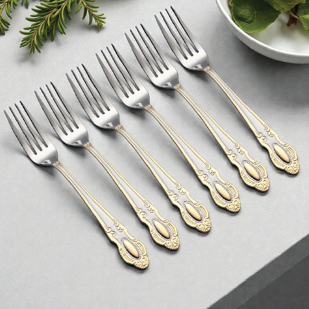 AurumGold Stainless Steel Fork Set (6 Pcs)