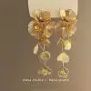 Retro Metal Zirconium Flower Earrings