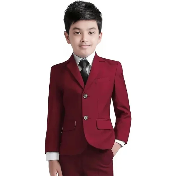 Boys Formal 5 Piece Suit Set Merun