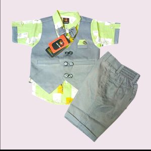 Boys Off white half shirt party dress