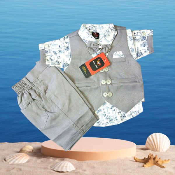 Boys Off white half shirt party dress