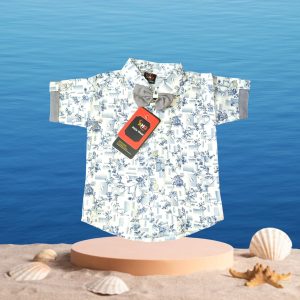 Boys Off white half shirt party dress