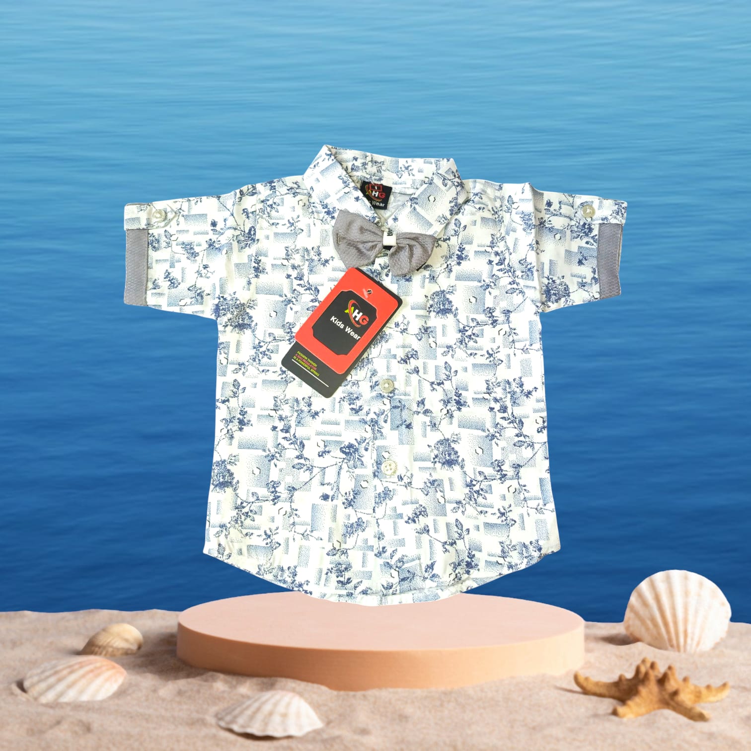Boys Off white half shirt party dress